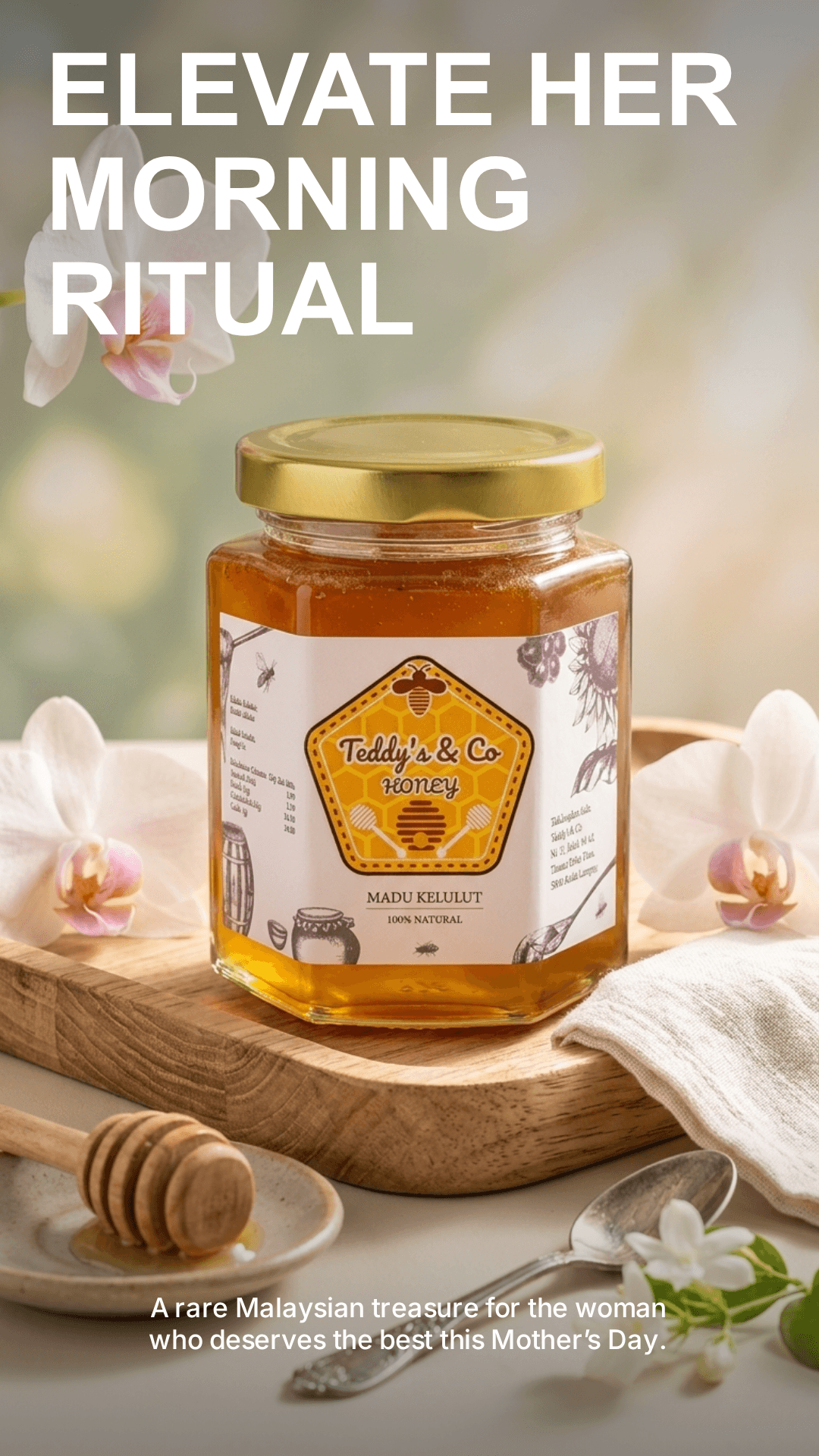 220g Taster Size Glass Bottle of Teddy's & Co. Kelulut Honey